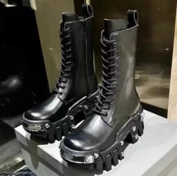 2026 New Fashion Platform Women's Retro Punk Tooling Couple Dark Rock Locomotive Boots Trendy Shoes