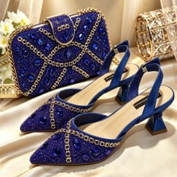 Pointed Toe Women Heels Shoes Bag Set PU Leather High Heel Pumps Matching Handbag for Wedding Party Daily Wear