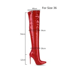 Elastic Thigh High Boots Women Red Thin Heels Over-the-knee Boot Sexy Zipper Nightclub Dance Ladies Long Latex Shoes Big Size 45