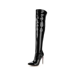Elastic Thigh High Boots Women Red Thin Heels Over-the-knee Boot Sexy Zipper Nightclub Dance Ladies Long Latex Shoes Big Size 45