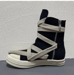 Brand Men Sneakers Jumbo Laces Black Canvas Casual Shoes Pentagram Luxury Designer High Top Shoe Women Zipper Flat Ankle Boots