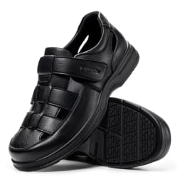 FitVille Men'S Extra Wide Leather Open Toe Sports Sandals, Orthopedic Diabetic Non Slip Support Sandals For Summer Outdoor