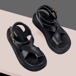 AIYUQI Sandals Women Genuine Leather 2026 Summer New Clip Toe Sandals Ladies Roman Women Shoes Muffin Sandals WHS MTO