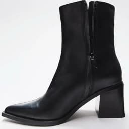 Chunky Heel Soft Leather Chelsea Boots Women Sexy Pointy Toe Side Zip Design Ankle Boots for Ladies Comfortable Women Shoes