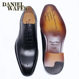 Men's Genuine Leather Oxford Shoes Brown & Black High-Quality Snake Print Lace-Up Business Dress Suit Wedding Shoes