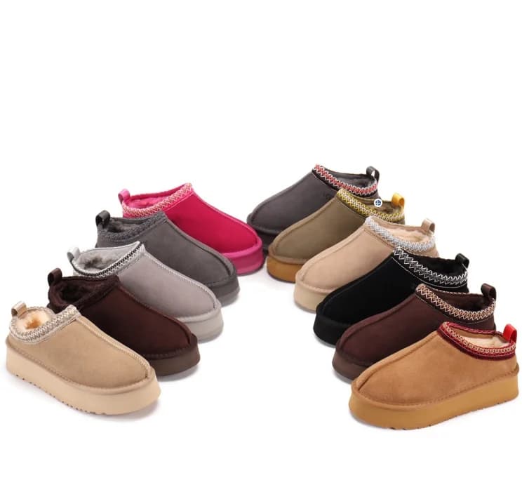 New Fashion Design Fluffy Winter Women Ultra Mini Natural Wool Fur Shallow Snow Boots Classic Real Sheepskin Casual Short Ankle Warm Non-slip Flat Shoes