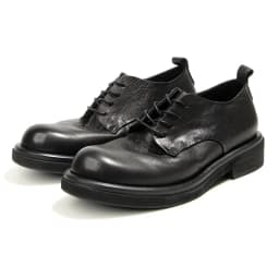Men's British Style Vintage Leather Shoes | Hand-Rubbed Top Grain Cowhide Oxfords | Washed Round Toe Casual Dress Footwear