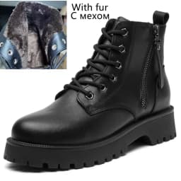Genuine Leather Ankle Boots Women Autumn 2026 New Double Zipper Women's Ankle Boots Platform Thick Heel Motorcycle Boots Women