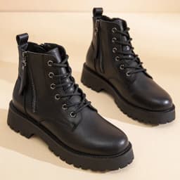 Genuine Leather Ankle Boots Women Autumn 2026 New Double Zipper Women's Ankle Boots Platform Thick Heel Motorcycle Boots Women
