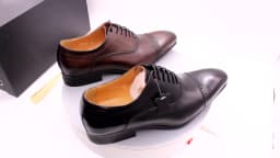 Genuine Leather Oxford Dress Shoes Men Lace Up Cap Toe Office Wedding Shoes Black Brown Brogue Pointed Oxfords Formal Shoes Men