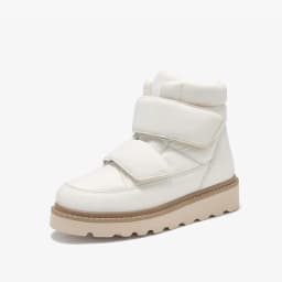 BEAUTODAY Ankle Boots Women Down Fabric Round Toe Solid Color Platform Hook and Loop Non-slip Winter Snow Boots Handmade 08064