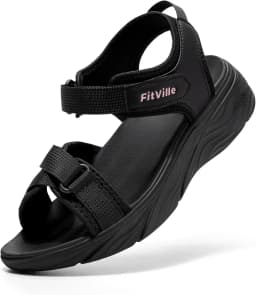 FitVille Wide Women'S Summer Walking Sandals Platform Sandals For Women With Adjustable Closures With Arch Support & Cushioning