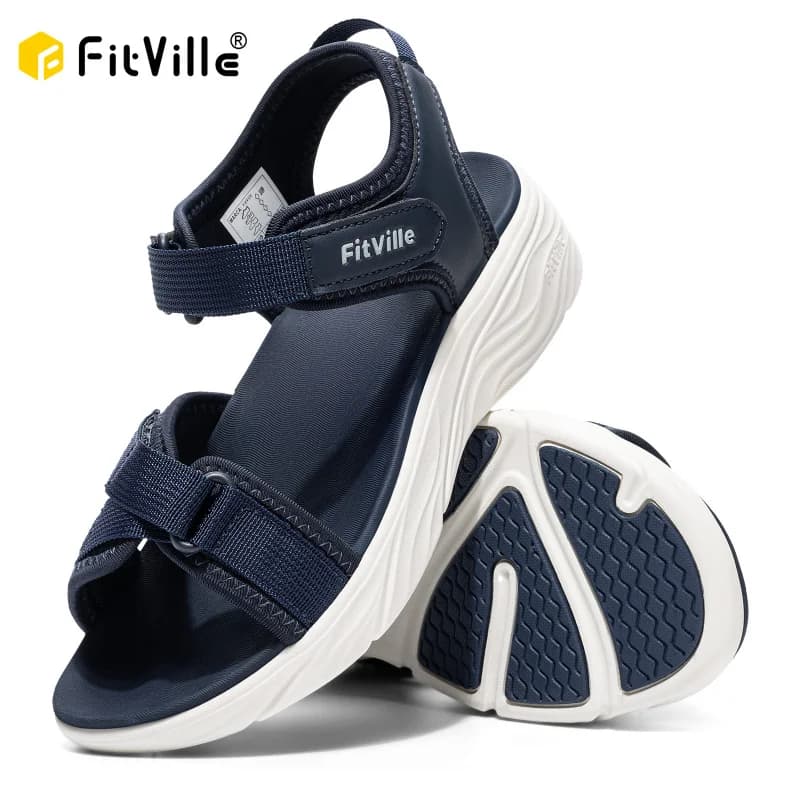 FitVille Wide Women'S Summer Walking Sandals Platform Sandals For Women With Adjustable Closures With Arch Support & Cushioning