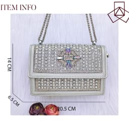 QSGFC High Quality Women's Pumps And Bag Silver Color Full Of Rhinestones High-Grade Materials For Nigerian Wedding Party