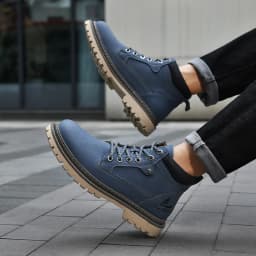 Large Size Handmade Men's Boots, Fashionable Ankle Boots, Retro Lace-Up High-Top Boots, Winter Leather Shoes, Autumn Outdoor Hiking Boots, Sneakers, Hombres, Botas High-Top Shoes, Non-Slip