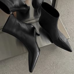 Women's cow leather pointed toe back zip autumn ankle boots elegant ladies 5.5cm thin high heel daily slim dress short booties