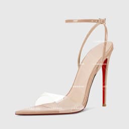European and American Sexy Champagne Colored High Heels New Pointed Toe Open Toe Straight Buckle Sandals Women's Plus Size Shoes