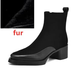 AIYUQI 2026 New Women's Short Boots Genuine Leather Chunky Heel High Heel Boots Female Large Size Pointed Toe Women Ankle Boots