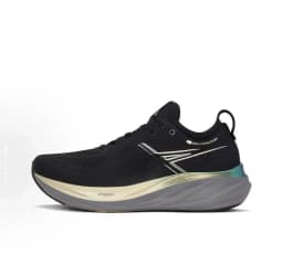 All White Mesh Athletic Running Sneakers Blue Gradient Streamline Shock Absorbing Midsole Green Traction Edge Colorful Side Stripe Breathable Knit Upper Lace Up Unisex Sport Footwear