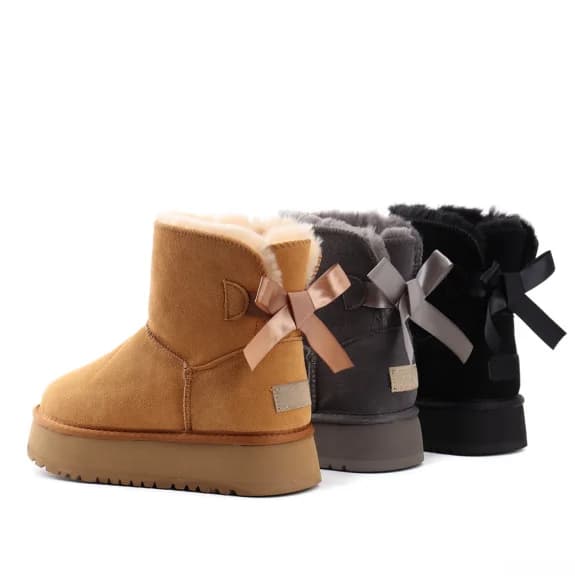 New winter snow boots bow thick soled boots long tube women's style