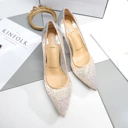 Summer New Lace Mesh Breathable High Heels Women's Fine Heels Sexy Bare Color Pointed Single Shoes Water Diamond Wedding Shoes