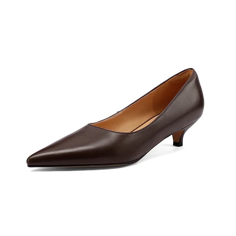SmallHut New Trend Spring Summer Split Leather Women Pumps Classic Ladies Brown Red Black Party Shoes Sexy Pointed Toe Heels