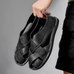 Men Summer Genuine Leather Sandals Youth Beach Lightweight Breathable Slippers Men's Sandal Low Top Mens Shoes
