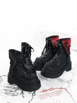 Night Visitor Gururu Original Subcultural Flip Up Round Head Gothic Cross Thick Bottom Short Boots Sweet Girl Short Boots