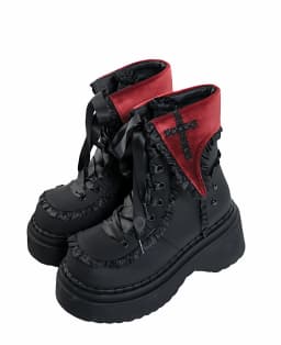 Night Visitor Gururu Original Subcultural Flip Up Round Head Gothic Cross Thick Bottom Short Boots Sweet Girl Short Boots