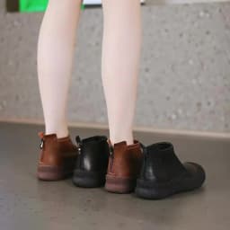 Fall/Winter Genuine Leather Ankle Boots Women Warm Non-Slip Shoes Flat Boots Fashion Rear Zipper Design Round Toe Flat Sneakers