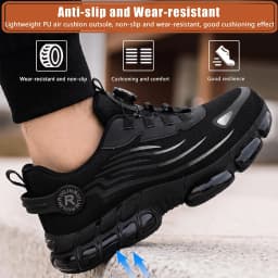 Steel Toe Work Shoes for Men Women Anti-Smash Anti-Puncture Blue Safety Shoes Breathable Lightweight Air Cushion Work Shoes