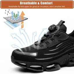 Steel Toe Work Shoes for Men Women Anti-Smash Anti-Puncture Blue Safety Shoes Breathable Lightweight Air Cushion Work Shoes
