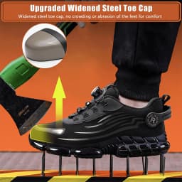 Steel Toe Work Shoes for Men Women Anti-Smash Anti-Puncture Blue Safety Shoes Breathable Lightweight Air Cushion Work Shoes