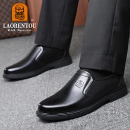 LAORENTOU breathable genuine leather, soft leather, middle-aged business and leisure leather shoes, men's driving shoes 128803
