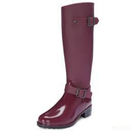 Women's zipper Tall Boots Punk Style Belt buckle Shoes Pure Color Rain Boots Outdoor Rubber Water shoes For Female Zapatos Mujer