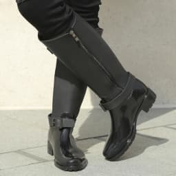 Women's zipper Tall Boots Punk Style Belt buckle Shoes Pure Color Rain Boots Outdoor Rubber Water shoes For Female Zapatos Mujer