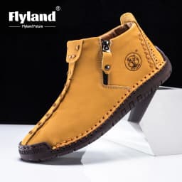 FLYLAND Men'S Fashion Vintage Classical Handmade Dress Boot Chukka Boot Daily Casual Work Office Shoe