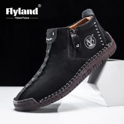 FLYLAND Men'S Fashion Vintage Classical Handmade Dress Boot Chukka Boot Daily Casual Work Office Shoe