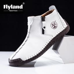FLYLAND Men'S Fashion Vintage Classical Handmade Dress Boot Chukka Boot Daily Casual Work Office Shoe
