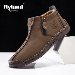 FLYLAND Men'S Fashion Vintage Classical Handmade Dress Boot Chukka Boot Daily Casual Work Office Shoe