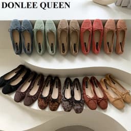 DONLEE QUEEN 2026 Summer Flats Ballet Shoes Women Slip On Loafers Round Toe Shallow Bowtie Ballerina Soft Moccasin zapatos mujer