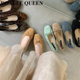 DONLEE QUEEN 2026 Summer Flats Ballet Shoes Women Slip On Loafers Round Toe Shallow Bowtie Ballerina Soft Moccasin zapatos mujer