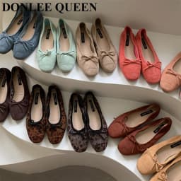 DONLEE QUEEN 2026 Summer Flats Ballet Shoes Women Slip On Loafers Round Toe Shallow Bowtie Ballerina Soft Moccasin zapatos mujer