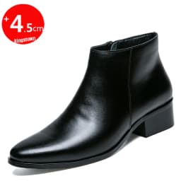 Boots Chelsea Leather Men Ankle Shoes Wedding Formal Man Business Winter Warm Height Increase 5cm
