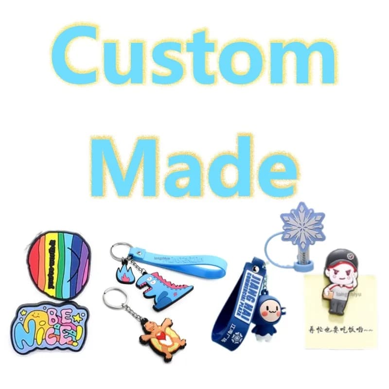Wholesale Custom Made OEM ODM 2D 3D PVC Charms Shoe Charms Company Logo Keychain Brooches Bookmarks Straw Charms Magnets