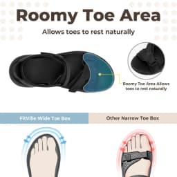 FitVille Wide Women'S Platform Sandals Summer Walking Sandals For Women With Adjustable Closures With Arch Support & Cushioning