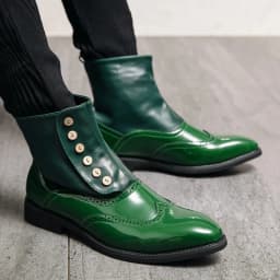 38-46 Men Boots Patent Leather Autumn Fashion Brogue Shoes Comfortable Brand Black Green Safety Gladiator Ankle Flats Cool Gift
