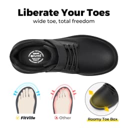 Fitville Men’s Dress Shoes Extra Wide Toe Leather Formal Business Diabetic Shoes for Men Comfortable Walking Footwear Size 50