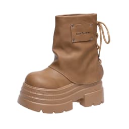 10CM Women Chunky Motorcycle Boots Autumn Hidden Heels Leather Sneakers Winter Waterproof Snow Boots High Platform Short Boots