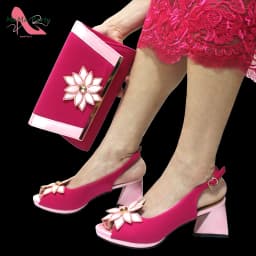 2024 New Design Special Fashion African Women Shoes Matching Bag Set High Quality with Platform Comfortable Heels for Part